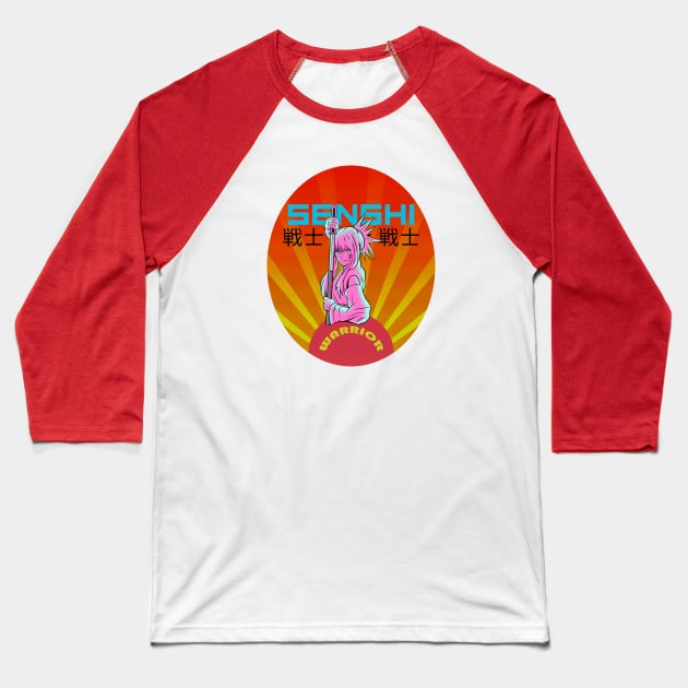 Senshi Warrior Girl Baseball T-Shirt by antarte